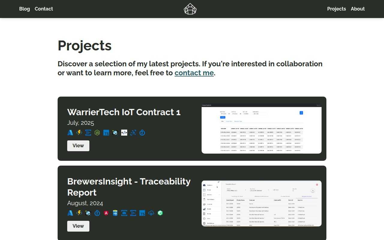 Portfolio site projects page
